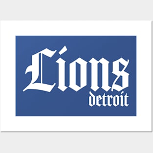 Lions Detroit, white Posters and Art